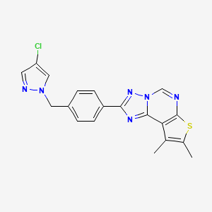 molecular formula C19H15ClN6S B4367771 2-{4-[(4-chloro-1H-pyrazol-1-yl)methyl]phenyl}-8,9-dimethylthieno[3,2-e][1,2,4]triazolo[1,5-c]pyrimidine 