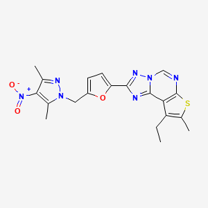 2-{5-[(3,5-dimethyl-4-nitro-1H-pyrazol-1-yl)methyl]-2-furyl}-9-ethyl-8-methylthieno[3,2-e][1,2,4]triazolo[1,5-c]pyrimidine