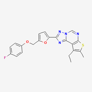 molecular formula C21H17FN4O2S B4367790 9-ethyl-2-{5-[(4-fluorophenoxy)methyl]-2-furyl}-8-methylthieno[3,2-e][1,2,4]triazolo[1,5-c]pyrimidine 