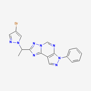 molecular formula C17H13BrN8 B4367793 2-[1-(4-bromo-1H-pyrazol-1-yl)ethyl]-7-phenyl-7H-pyrazolo[4,3-e][1,2,4]triazolo[1,5-c]pyrimidine 