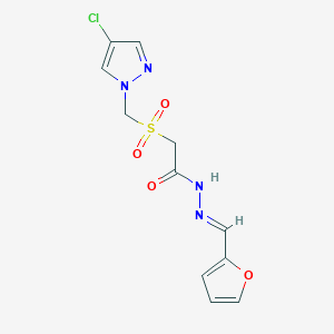 molecular formula C11H11ClN4O4S B4367814 2-{[(4-chloro-1H-pyrazol-1-yl)methyl]sulfonyl}-N'-(2-furylmethylene)acetohydrazide 