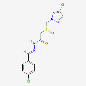 N'-(4-chlorobenzylidene)-2-{[(4-chloro-1H-pyrazol-1-yl)methyl]sulfinyl}acetohydrazide