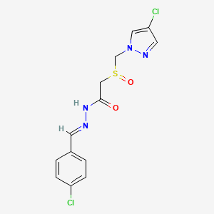 molecular formula C13H12Cl2N4O2S B4367819 N'-(4-chlorobenzylidene)-2-{[(4-chloro-1H-pyrazol-1-yl)methyl]sulfinyl}acetohydrazide 