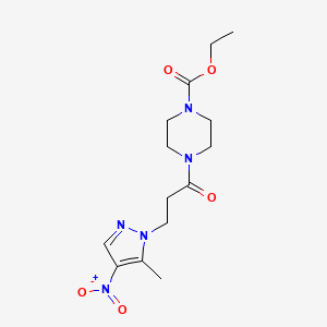 molecular formula C14H21N5O5 B4367824 ethyl 4-[3-(5-methyl-4-nitro-1H-pyrazol-1-yl)propanoyl]-1-piperazinecarboxylate 