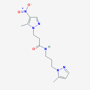 molecular formula C14H20N6O3 B4367842 3-(5-methyl-4-nitro-1H-pyrazol-1-yl)-N-[3-(5-methyl-1H-pyrazol-1-yl)propyl]propanamide 