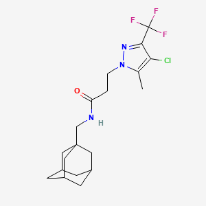 molecular formula C19H25ClF3N3O B4367877 N-(1-adamantylmethyl)-3-[4-chloro-5-methyl-3-(trifluoromethyl)-1H-pyrazol-1-yl]propanamide 