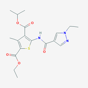 molecular formula C18H23N3O5S B4367904 2-ethyl 4-isopropyl 5-{[(1-ethyl-1H-pyrazol-4-yl)carbonyl]amino}-3-methyl-2,4-thiophenedicarboxylate 