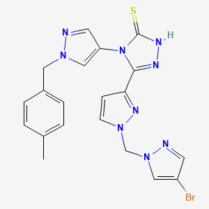 molecular formula C20H18BrN9S B4367928 5-{1-[(4-bromo-1H-pyrazol-1-yl)methyl]-1H-pyrazol-3-yl}-4-[1-(4-methylbenzyl)-1H-pyrazol-4-yl]-4H-1,2,4-triazole-3-thiol 