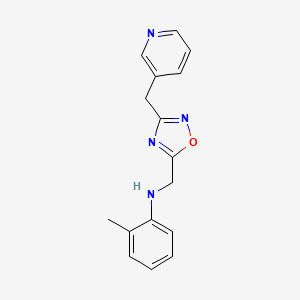 molecular formula C16H16N4O B4367947 (2-methylphenyl){[3-(3-pyridinylmethyl)-1,2,4-oxadiazol-5-yl]methyl}amine trifluoroacetate 