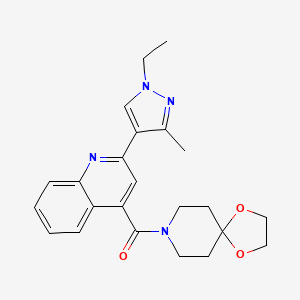 molecular formula C23H26N4O3 B4367952 4-(1,4-dioxa-8-azaspiro[4.5]dec-8-ylcarbonyl)-2-(1-ethyl-3-methyl-1H-pyrazol-4-yl)quinoline 