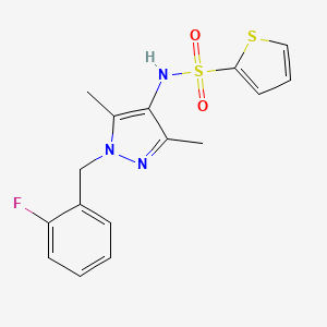 molecular formula C16H16FN3O2S2 B4367994 N-[1-(2-fluorobenzyl)-3,5-dimethyl-1H-pyrazol-4-yl]-2-thiophenesulfonamide 
