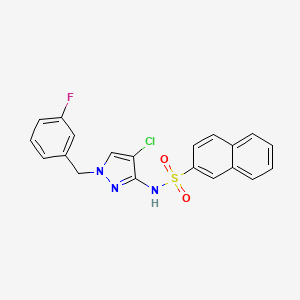 molecular formula C20H15ClFN3O2S B4368022 N-[4-chloro-1-(3-fluorobenzyl)-1H-pyrazol-3-yl]-2-naphthalenesulfonamide 