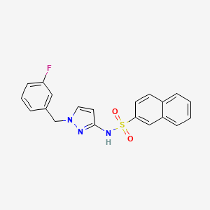 molecular formula C20H16FN3O2S B4368060 N-[1-(3-fluorobenzyl)-1H-pyrazol-3-yl]-2-naphthalenesulfonamide 