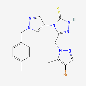 molecular formula C18H18BrN7S B4368073 5-[(4-bromo-5-methyl-1H-pyrazol-1-yl)methyl]-4-[1-(4-methylbenzyl)-1H-pyrazol-4-yl]-4H-1,2,4-triazole-3-thiol 