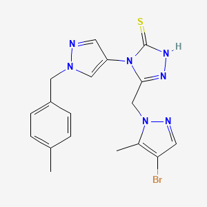 molecular formula C18H18BrN7S B4368073 5-[(4-BROMO-5-METHYL-1H-PYRAZOL-1-YL)METHYL]-4-[1-(4-METHYLBENZYL)-1H-PYRAZOL-4-YL]-4H-1,2,4-TRIAZOL-3-YLHYDROSULFIDE 