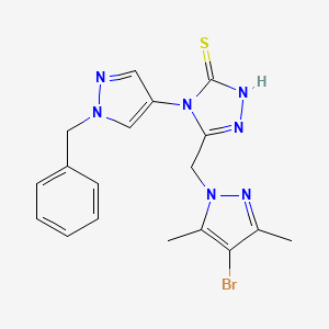 4-(1-benzyl-1H-pyrazol-4-yl)-5-[(4-bromo-3,5-dimethyl-1H-pyrazol-1-yl)methyl]-4H-1,2,4-triazole-3-thiol