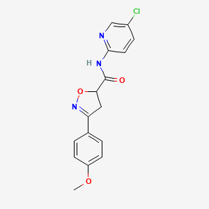 molecular formula C16H14ClN3O3 B4368079 N-(5-chloro-2-pyridinyl)-3-(4-methoxyphenyl)-4,5-dihydro-5-isoxazolecarboxamide 
