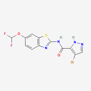 molecular formula C12H7BrF2N4O2S B4368088 4-bromo-N-[6-(difluoromethoxy)-1,3-benzothiazol-2-yl]-1H-pyrazole-3-carboxamide 