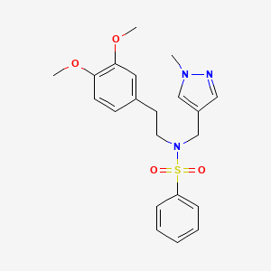 molecular formula C21H25N3O4S B4368121 N-[2-(3,4-dimethoxyphenyl)ethyl]-N-[(1-methyl-1H-pyrazol-4-yl)methyl]benzenesulfonamide 