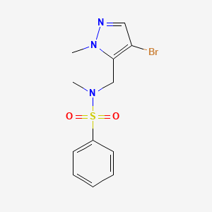 molecular formula C12H14BrN3O2S B4368133 N-[(4-bromo-1-methyl-1H-pyrazol-5-yl)methyl]-N-methylbenzenesulfonamide 