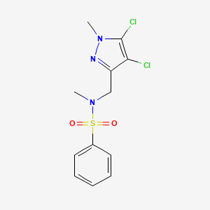 molecular formula C12H13Cl2N3O2S B4368137 N-[(4,5-dichloro-1-methyl-1H-pyrazol-3-yl)methyl]-N-methylbenzenesulfonamide 