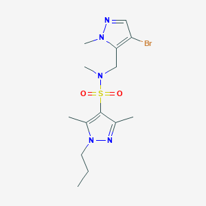 molecular formula C14H22BrN5O2S B4368144 N-[(4-bromo-1-methyl-1H-pyrazol-5-yl)methyl]-N,3,5-trimethyl-1-propyl-1H-pyrazole-4-sulfonamide 
