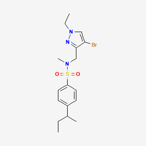 molecular formula C17H24BrN3O2S B4368145 N-[(4-bromo-1-ethyl-1H-pyrazol-3-yl)methyl]-4-sec-butyl-N-methylbenzenesulfonamide 