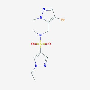 molecular formula C11H16BrN5O2S B4368159 N-[(4-bromo-1-methyl-1H-pyrazol-5-yl)methyl]-1-ethyl-N-methyl-1H-pyrazole-4-sulfonamide 