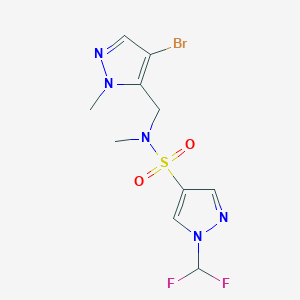 molecular formula C10H12BrF2N5O2S B4368162 N-[(4-bromo-1-methyl-1H-pyrazol-5-yl)methyl]-1-(difluoromethyl)-N-methyl-1H-pyrazole-4-sulfonamide 