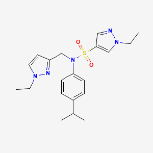 molecular formula C20H27N5O2S B4368164 1-ethyl-N-[(1-ethyl-1H-pyrazol-3-yl)methyl]-N-(4-isopropylphenyl)-1H-pyrazole-4-sulfonamide 