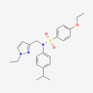 molecular formula C23H29N3O3S B4368173 4-ethoxy-N-[(1-ethyl-1H-pyrazol-3-yl)methyl]-N-(4-isopropylphenyl)benzenesulfonamide 