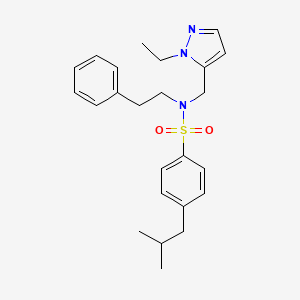 molecular formula C24H31N3O2S B4368183 N-[(1-ethyl-1H-pyrazol-5-yl)methyl]-4-isobutyl-N-(2-phenylethyl)benzenesulfonamide 