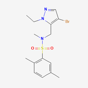 molecular formula C15H20BrN3O2S B4368221 N-[(4-bromo-1-ethyl-1H-pyrazol-5-yl)methyl]-N,2,5-trimethylbenzenesulfonamide 