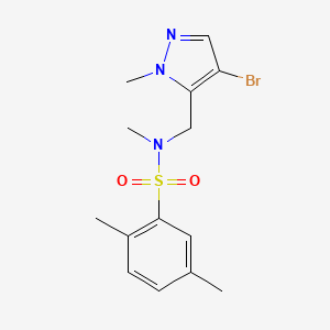 molecular formula C14H18BrN3O2S B4368231 N-[(4-bromo-1-methyl-1H-pyrazol-5-yl)methyl]-N,2,5-trimethylbenzenesulfonamide 