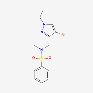 molecular formula C13H16BrN3O2S B4368235 N-[(4-bromo-1-ethyl-1H-pyrazol-3-yl)methyl]-N-methylbenzenesulfonamide 
