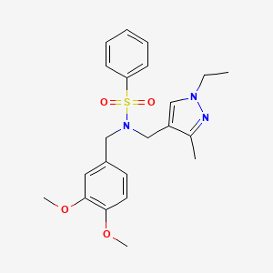 molecular formula C22H27N3O4S B4368236 N-(3,4-dimethoxybenzyl)-N-[(1-ethyl-3-methyl-1H-pyrazol-4-yl)methyl]benzenesulfonamide 