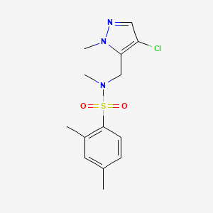 molecular formula C14H18ClN3O2S B4368243 N-[(4-chloro-1-methyl-1H-pyrazol-5-yl)methyl]-N,2,4-trimethylbenzenesulfonamide 