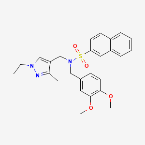 molecular formula C26H29N3O4S B4368258 N-(3,4-dimethoxybenzyl)-N-[(1-ethyl-3-methyl-1H-pyrazol-4-yl)methyl]-2-naphthalenesulfonamide 