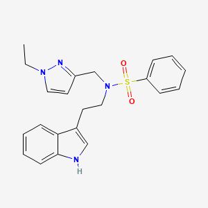 molecular formula C22H24N4O2S B4368262 N-[(1-ethyl-1H-pyrazol-3-yl)methyl]-N-[2-(1H-indol-3-yl)ethyl]benzenesulfonamide 