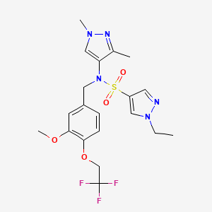 molecular formula C20H24F3N5O4S B4368263 N-(1,3-dimethyl-1H-pyrazol-4-yl)-1-ethyl-N-[3-methoxy-4-(2,2,2-trifluoroethoxy)benzyl]-1H-pyrazole-4-sulfonamide 