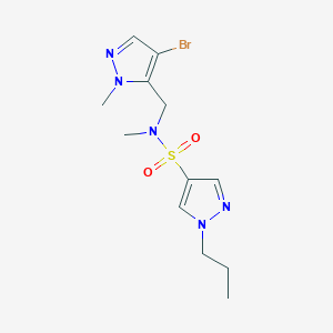 molecular formula C12H18BrN5O2S B4368275 N-[(4-bromo-1-methyl-1H-pyrazol-5-yl)methyl]-N-methyl-1-propyl-1H-pyrazole-4-sulfonamide 