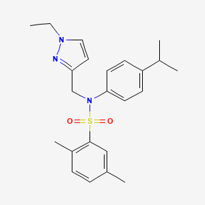 molecular formula C23H29N3O2S B4368285 N~1~-[(1-ETHYL-1H-PYRAZOL-3-YL)METHYL]-N~1~-(4-ISOPROPYLPHENYL)-2,5-DIMETHYL-1-BENZENESULFONAMIDE 