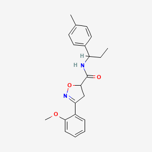 molecular formula C21H24N2O3 B4368286 3-(2-methoxyphenyl)-N-[1-(4-methylphenyl)propyl]-4,5-dihydro-5-isoxazolecarboxamide 