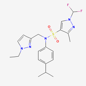 molecular formula C20H25F2N5O2S B4368303 1-(difluoromethyl)-N-[(1-ethyl-1H-pyrazol-3-yl)methyl]-N-(4-isopropylphenyl)-3-methyl-1H-pyrazole-4-sulfonamide 