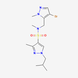molecular formula C14H22BrN5O2S B4368314 N-[(4-bromo-1-methyl-1H-pyrazol-5-yl)methyl]-1-isobutyl-N,3-dimethyl-1H-pyrazole-4-sulfonamide 