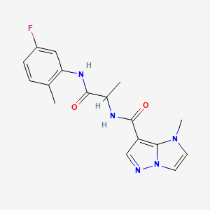 molecular formula C17H18FN5O2 B4368322 N-{2-[(5-fluoro-2-methylphenyl)amino]-1-methyl-2-oxoethyl}-1-methyl-1H-imidazo[1,2-b]pyrazole-7-carboxamide 