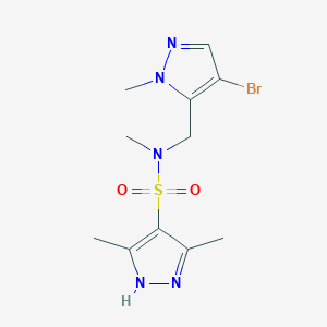 molecular formula C11H16BrN5O2S B4368324 N-[(4-bromo-1-methyl-1H-pyrazol-5-yl)methyl]-N,3,5-trimethyl-1H-pyrazole-4-sulfonamide 