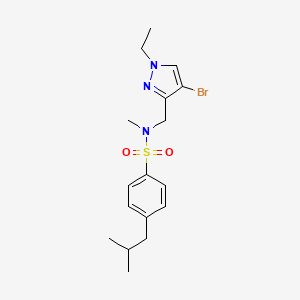 molecular formula C17H24BrN3O2S B4368329 N-[(4-bromo-1-ethyl-1H-pyrazol-3-yl)methyl]-4-isobutyl-N-methylbenzenesulfonamide 