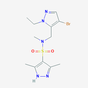 molecular formula C12H18BrN5O2S B4368337 N-[(4-bromo-1-ethyl-1H-pyrazol-5-yl)methyl]-N,3,5-trimethyl-1H-pyrazole-4-sulfonamide 