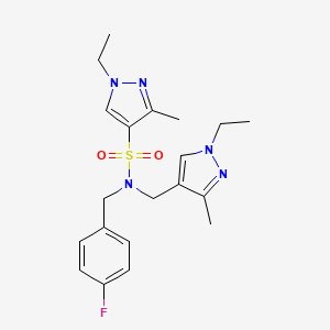 molecular formula C20H26FN5O2S B4368344 1-ethyl-N-[(1-ethyl-3-methyl-1H-pyrazol-4-yl)methyl]-N-(4-fluorobenzyl)-3-methyl-1H-pyrazole-4-sulfonamide 
